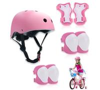 Zyluniy Set di Protezioni per Bambini, Set di Casco Protezione Bambini, traspirante e regolabile, set di ginocchiere per bambini per bicicletta, skateboard, scooter (per bambini da 3 anni, rosa)