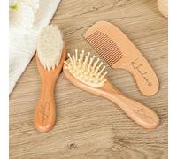 ZYMECH Spazzole per capelli personalizzate per bambini Fiore personalizzato con nome Incisione Spazzola pettine in legno Spazzola per capelli neonato Nascita Battesimo