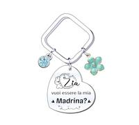 ZYMGUO Madrina Regalo Battesimo,Madrina Portachiavi Regalo“Io amo la mia super madrina” Sii Scolpito Portachiavi per Il Madrina,Regalo Madrina Compleanno,Regalo Madrina Natale (4)