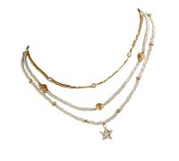 ZYMIADOU 3 pezzi collana a strati per le donne stella pesce conchiglia gioielli spiaggia regolabile impilato accessori stratificazione collana impilabile set, Misura unica, come descritto, come