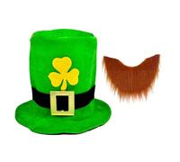ZYMIADOU Abbracciare la tradizione irlandese con un robusto Patricking Day Green Designs colori vivaci top cappello e barba uso quotidiano costume accessorio