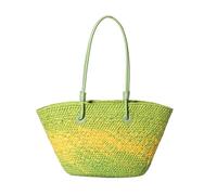 ZYMIADOU Borsa a tracolla femminile alla moda per vacanze al mare e viaggi Borsa in paglia intrecciata colorata grande cestino cestino cestino da spiaggia, Verde prato, One Size