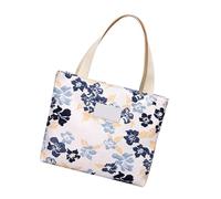 ZYMIADOU Borsa a tracolla in tela floreale per le donne spaziosa borsa con manico superiore ampie cinghie comode leggere shopper elegante borsa da lavoro floreale per le signore, Blu, One Size