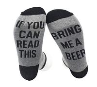 ZYMIADOU Calzini termici unisex in cotone con scritta divertente "If You Can Read This Beer Wine Contrasto Colore A Righe Tube Calze Termiche, Beige, Taglia unica