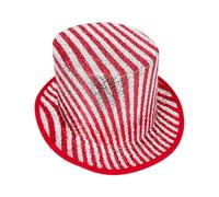 ZYMIADOU Cappello a cilindro a righe con finitura metallica per feste in costume, spettacoli teatrali, accessorio alla moda, per maghi, spettacoli
