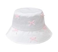 ZYMIADOU Cappello a secchiello con fiocco a tesa larga da spiaggia traspirante da pesca femminile Spring Cofano Street Snap Pescatore Sole Bowknot Cappello da pescatore per le donne, bianco, Taglia