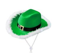 ZYMIADOU Cappello da cowboy lampeggiante a LED con tesa pelosa JazzHat Copricapo di Natale Accessori da donna Addio al nubilato Puntelli Fornitura Cappello di Babbo Natale per la fidanzata