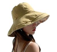 ZYMIADOU Cappello da pescatore reversibile da indossare all'aperto must have Item a tesa larga casual quattro stagioni sole per campeggio escursionismo cappello da secchio per le donne, Giallo, Taglia
