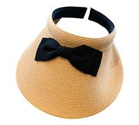 ZYMIADOU Cappello da spiaggia da donna, vuoto, coda di cavallo, tesa larga, con bordo in cima, cachi, Taglia unica