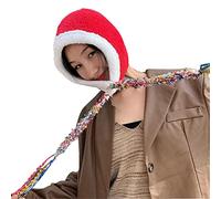 ZYMIADOU Cappello lungo intrecciato con lacci colorati cappelli invernali da ragazza addensare morbido traspirante cappelli da donna copricapo sportivo lavorato a maglia per l'inverno per l'autunno