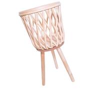 ZYMIADOU Cesto portaoggetti rotondo intrecciato da pavimento, con gambe in legno, supporto per vasi da fiori, organizer per piante, decorazioni per piante