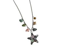 ZYMIADOU Collana con ciondolo a forma di stella, versatile, design a catena a strati, unisex, in lega, per occasioni formali e casual, catena da sogno per clavicola