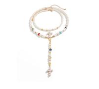 ZYMIADOU Collana vintage francese multistrato con perle finte catena regolabile per molteplici occasioni impilabili accessori gioielli retrò ispirato girocollo di perle regolabili, Misura unica, come