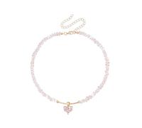 ZYMIADOU Elegante collana con simbolo dell'amore con accenti di cristallo e delicate perline di vetro, ideale per l'uso quotidiano e leggera, Misura unica, come descritto, come descritto