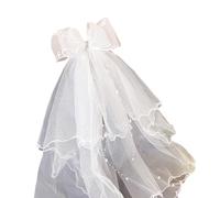 ZYMIADOU Fermaglio per velo in tulle bianco per ragazze cattoliche prima comunione clip regolabile fiocco accessori copricapo pasquale accessori cattolici bianchi velo copricapo set