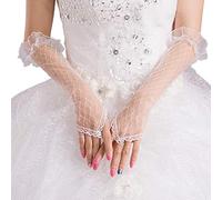 ZYMIADOU Guanti senza dita in pizzo eleganti guanti lunghi in rete di cortesia per donne ragazze guanti da congelatore per feste di Halloween per matrimoni
