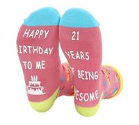 ZYMIADOU Happy Birthday Being Awesomes Blessing Letters Calzini per donne adolescenti feste di compleanno calze età 18 a 21 anni Teen Girls calzini, Calzini 21° compleanno, Taglia unica