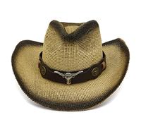 ZYMIADOU Moda Western Cappello Da Cowboy Con Cintura Per La Testa Vernice Spray Paglia SunProtect Per Capodanno Ringraziamenti Costume Donne Uomini Festa A Buon Mercato