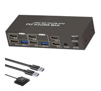 ZYMIADOU Multi-Schermo Workstation Selettore 2x2 Scatola di Uscita Ingresso Con 4 Porte USB 4K A 60Hz Per Ufficio E Gaming Impostazioni Metallo Hdtv Interruttori Con Pulsante di Controllo