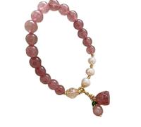 ZYMIADOU Naturale Perle D'imitazione Fragola Quarzi Elastico Energia Spirituale Braccialetto Gioielli Per Le Donne Elegante Regalo Fragola Quarzo Perline Gioielli, Misura unica, come descritto