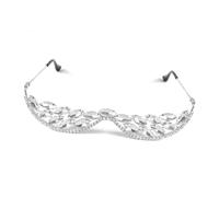 ZYMIADOU Occhiali da sole a forma di V con strass a mezza montatura senza lente per donne ragazze nessuno occhiali diamantati senza occhiali di cristallo, Argento, Taglia unica