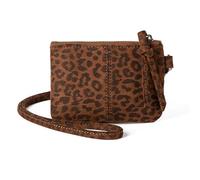 ZYMIADOU Portafoglio porta badge leggero leopardi pratico borsa da collo in pelle PU borsa alla moda per donne e ragazze custodia in cotone per documenti d'identità, Stampa leopardata marrone