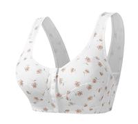 ZYMIADOU Reggiseno con chiusura frontale motivo floreale Nessuno Anelli in acciaio Comodo Reggiseno sportivo quotidiano Snaps Reggiseno per dormire Sport quotidiani, Albicocca, L