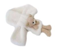 ZYMIADOU Sciarpa Bambino Autunno E Inverno Carino Caramella Colore Peluche Spessa Caldo Colore Solido Orso Decor Crocifisso Studente Bambino Scaldacollo Per Bambini, bianco, Taglia unica