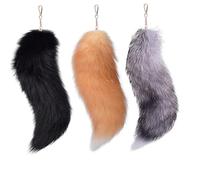 ZYMIADOU Set di 3 portachiavi a forma di coda di volpe in peluche con ciondolo a forma di borsa oversize per donne, accessori per cosplay e portachiavi alla moda in pelliccia sintetica, P, Taglia