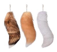ZYMIADOU Set di 3 portachiavi a forma di coda di volpe in peluche con ciondolo a forma di borsa oversize per donne, accessori per cosplay e portachiavi alla moda in pelliccia sintetica, H, Taglia