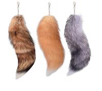 ZYMIADOU Set di 3 portachiavi a forma di coda di volpe in peluche con ciondolo a forma di borsa oversize per donne, accessori per cosplay e portachiavi alla moda in pelliccia sintetica, K, Taglia