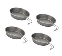 ZYMIADOU Set di 4 piatti e ciotole in acciaio inox, robusti e salvaspazio, per cucina e attività all'aperto, piatti in acciaio inox