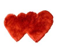 ZYMIADOU Tappeto morbido a forma di doppio cuore in finta lana pelosa, cuscini per divano, soggiorno, camera da letto, tappetini decorativi in peluche