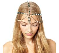 Zymjzbetic 1pc Bridal Wedding Hair Jewelry Accessories for Women Head Chain Head Piece Drop Chain Headband per Occasioni Speciali e FESTIVITÀ(Color 3)