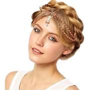 Zymjzbetic 1pc Bridal Wedding Hair Jewelry Accessories for Women Head Chain Head Piece Drop Chain Headband per Occasioni Speciali e FESTIVITÀ(Color 12)