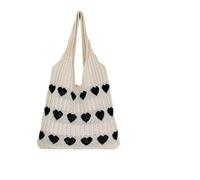 Zymjzbetic Borsa a tracolla lavorata a maglia Borsa a tracolla in maglia da donna, borsa a leggera e di grande capacità, versatile a all'uncinetto(Apricot Black)