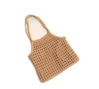 Zymjzbetic Borsa a tracolla lavorata a maglia Borsa da spiaggia for donna Borse a tracolla a secchiello lavorate a maglia in corda di rete viaggio vuota reticolata(Brown)
