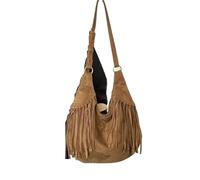 Zymjzbetic Borsa con frange Borsa a tracolla con frange e nappa smerigliata da donna, grande capacità, borsa viaggio, shopping da donna