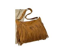 Zymjzbetic Borsa con frange Borsa a tracolla da donna, versatile, retrò, con nappa, borsa spiaggia, di paglia da donna(Brown)