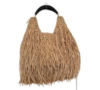 Zymjzbetic Borsa con frange Borsa a tracolla traforata for donna, borsa a mano di design, intrecciata, grande capacità, da spiaggia in paglia con nappa da donna