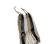 Zymjzbetic Borsa con frange Borse a tracolla da donna con nappe in rete, borse intrecciate in corda colorata, cave fatte a mano, grandi tote da donna(Color 1)