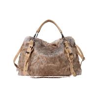 Zymjzbetic Borsa tote in peluche Borsa tote da viaggio alla moda e soffice, patchwork, for donna, borsa a tracolla di grande capacità