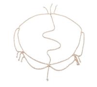 Zymjzbetic Bridal Head Chain Bling Crystal Tassel Forehead Hair Jewelry Headband for Women Wedding Bride Headdress per Occasioni Speciali e FESTIVITÀ(Gold)