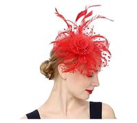 Zymjzbetic Cappelli da Sposa Fascinators Vintage for Le Donne, Cappelli da ascinatore for, Cerimonia e Chiesa, Festa del tè(Red)