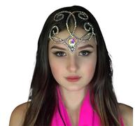 Zymjzbetic Colourful Belly Forehead Chain Headpiece Ballroom Jewelry Dance Water Drop Rhinestone Hair Chain Handmade per Occasioni Speciali e FESTIVITÀ(Silver)