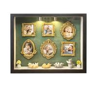 Zymjzbetic Cornice a Silhouette da museo Mini Scatola portaoggetti con Cornice for Esposizione Silhouette Cornice for Mini Fai da Te for museo Kit di vetrina for Foto Memoria Leggera(Black,3XL)