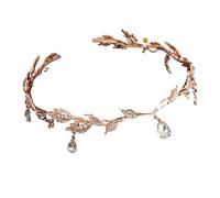Zymjzbetic Crown Bridal Rhinestone Waterdrop Leaf Hair Accessories Romantic Head Accessories for Women per Occasioni Speciali e FESTIVITÀ(Rose Gold)