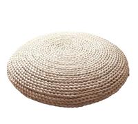 Zymjzbetic Cuscini da meditazione Pavimento in paglia Cuscino morbido rotondo Tappetino Tatami intrecciato a mano for meditazione for la cerimonia del tè Yoga(2 layer beige-cotton,40cm)