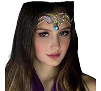 Zymjzbetic Drop Forehead Head Chain Headwear Jewelry Queen Accessories Belly Dance Headpiece for Women per Occasioni Speciali e FESTIVITÀ(Silver)