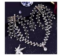 Zymjzbetic Forehead Headband with Combs Rhinestone Women Headdress Water Drop Bridal Wedding Hair Ornament Bride Head Chain per Occasioni Speciali e FESTIVITÀ(Gold 1)